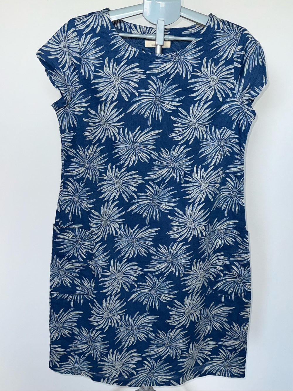 Seasalt Cornwall River Cove Blue Floral Organic Cotton Dress Size 10